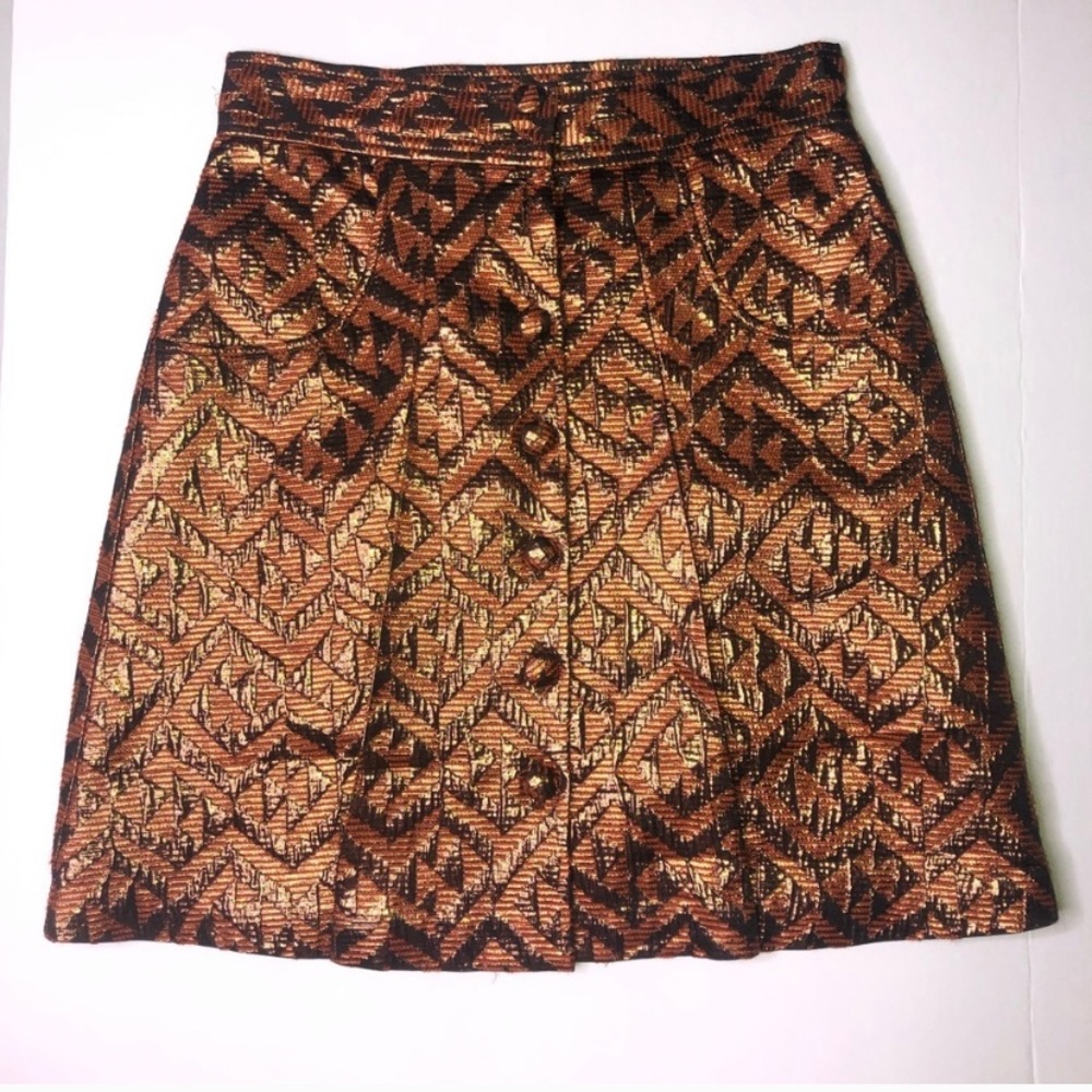 Tibi Metallic Tribal Mini Skirt Size 2